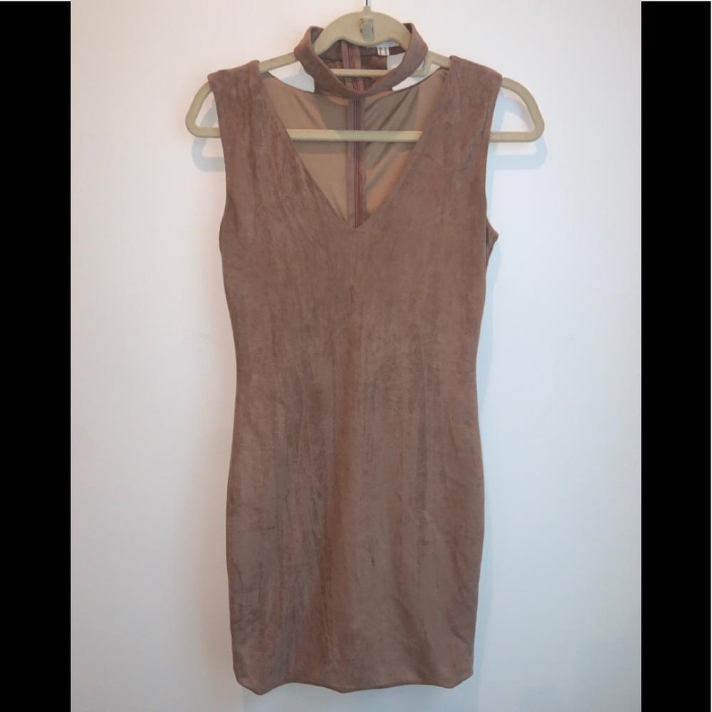 Brown/Tan Suede Dress with Collar